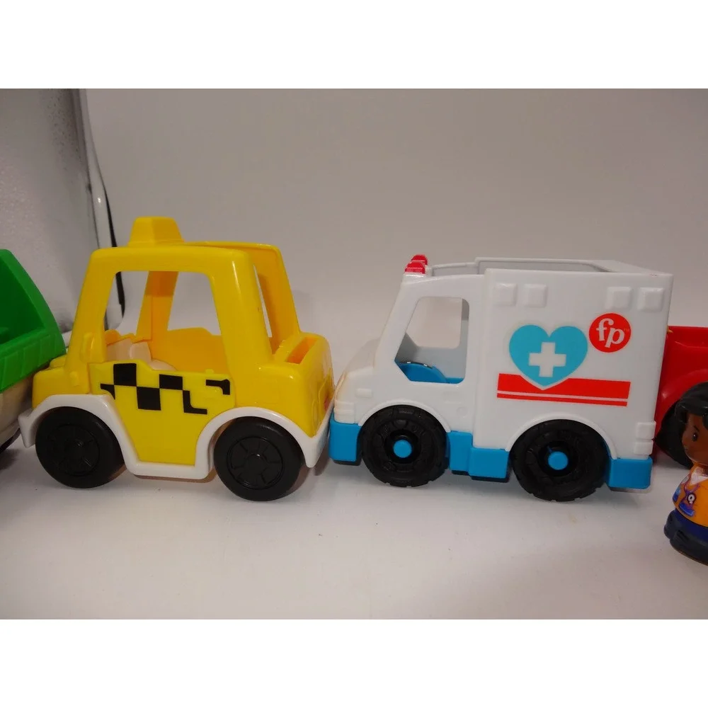 Fisher Price Little People Vehicle Lot of 5 Cars and 3 Figures Multi